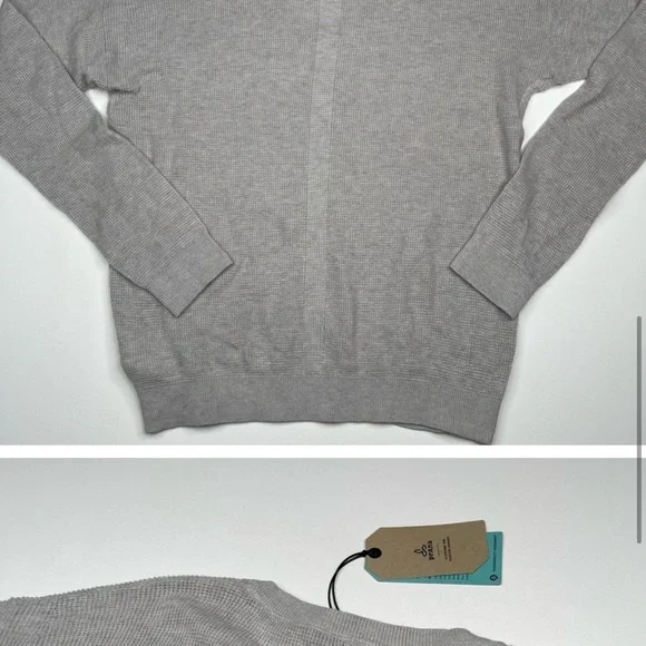 Prana Sweater Milani V Neck Waffle Grey Comfy Lounge Outdoor Hiking Gorp XL New - Picture 4 of 12